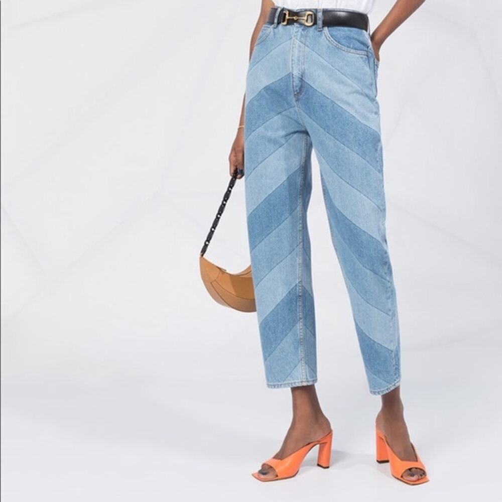 Sandro Blue Chevron Straight Leg Jeans